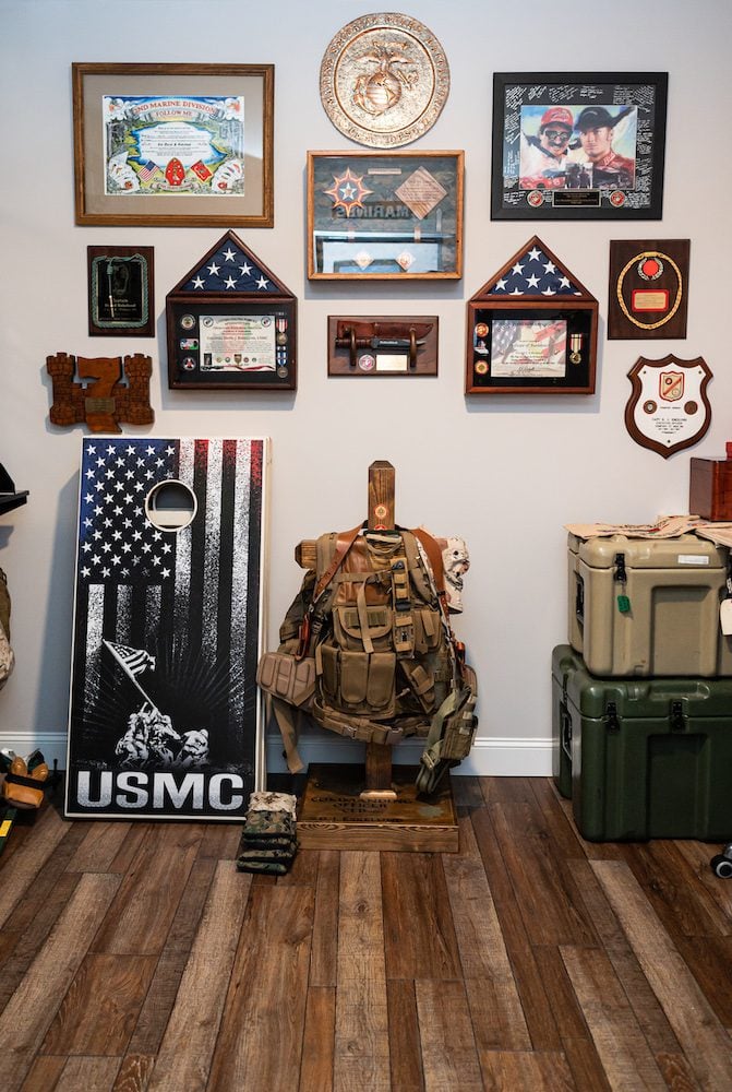military awards and mementos in the Eskelund family's Siler City home