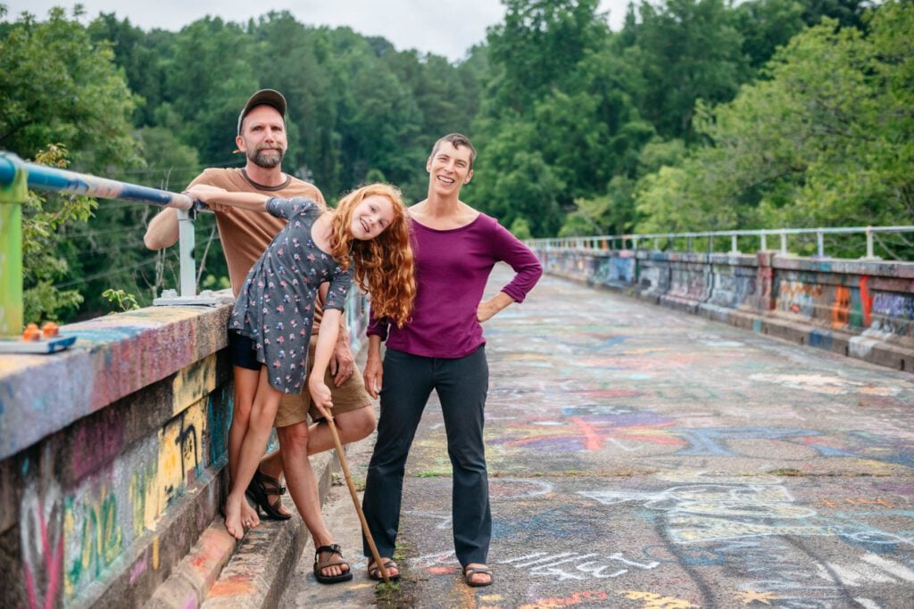 Family photo on Bynum Bridge